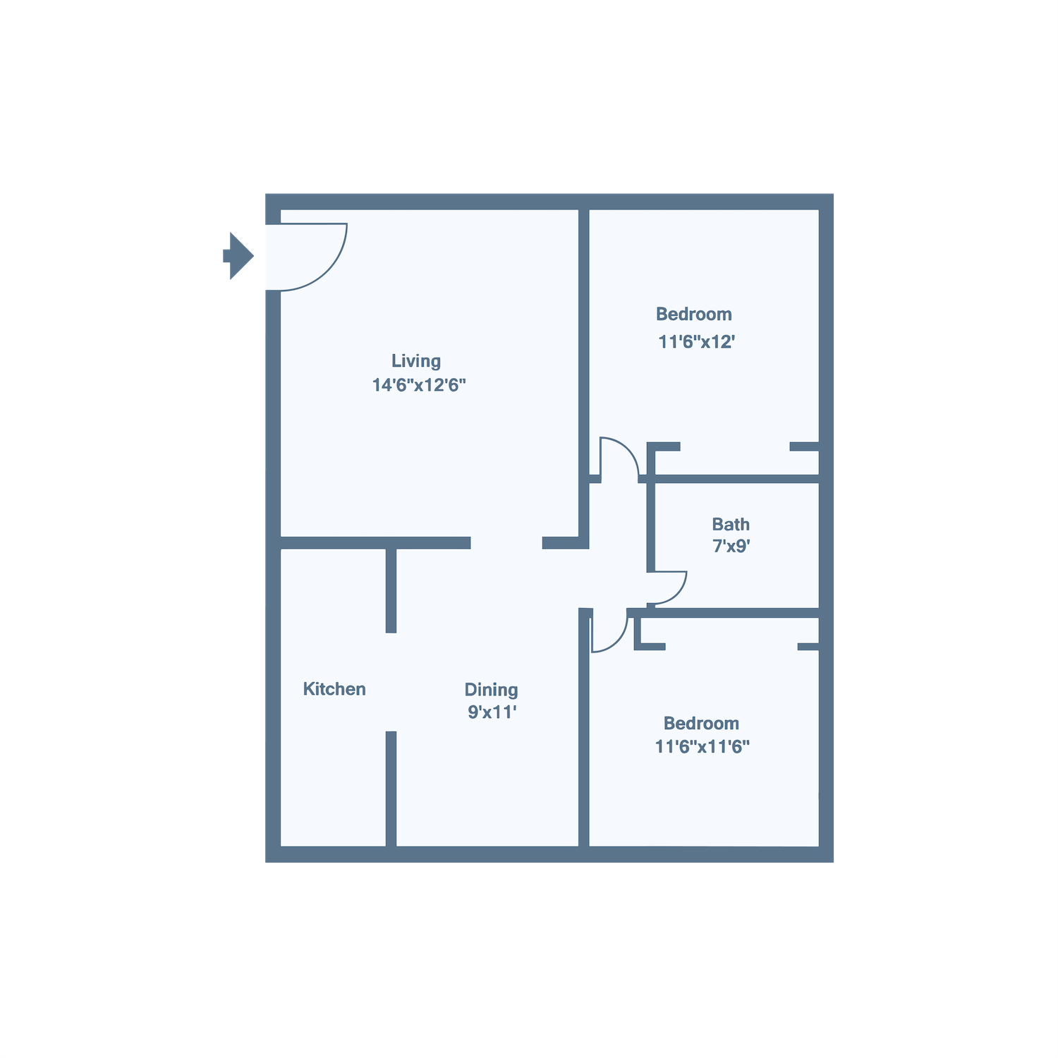 Palmier Apartments two bedroom floor plan or interior photo